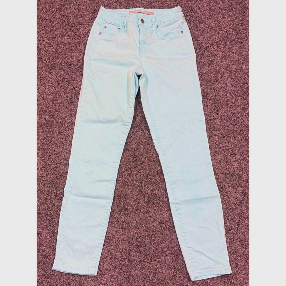 Tractr Jeans Women 27 Aqua Blue Skinny Tencel Blend 9C288-M9YB Stretch Denim